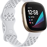 Strap-it Strap-it Bracelet silicone avec trous Fitbit Sense (blanc)