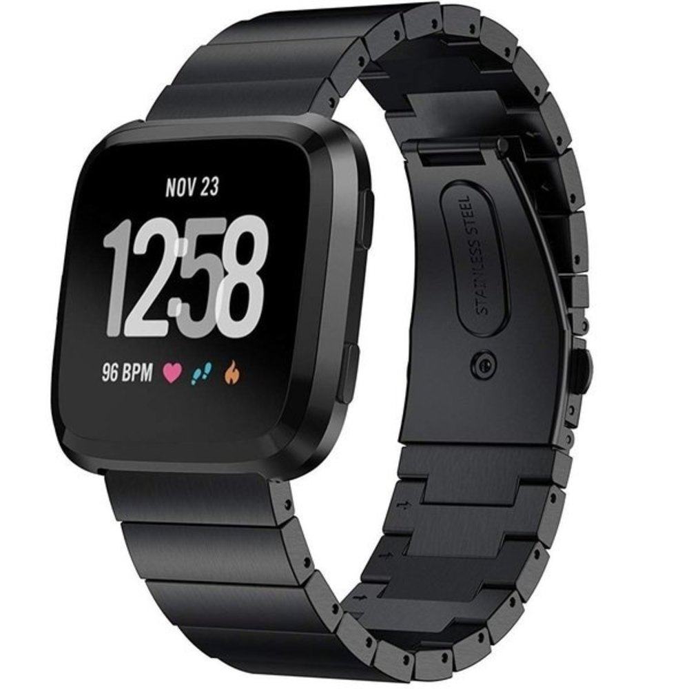 Strap-it Strap-it Bracelet métal Fitbit Versa (noir)