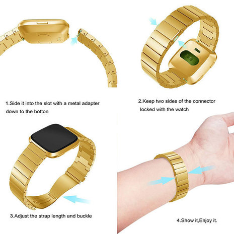 Strap-it Strap-it Bracelet métal Fitbit Versa (or)