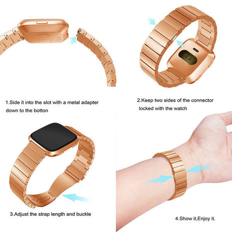 Strap-it Strap-it Bracelet métal Fitbit Versa (or rose)