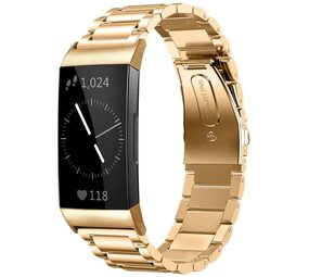 Strap-it Bracelet acier Fitbit Charge 3 (or)