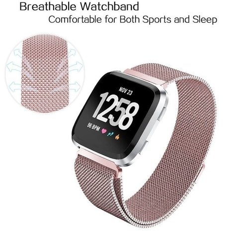 Strap-it Strap-it Bracelet Milanais Fitbit Versa (rose)