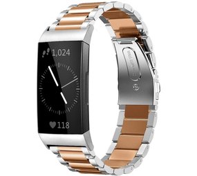 Strap-it Bracelet acier Fitbit Charge 4 (argent/or rose)
