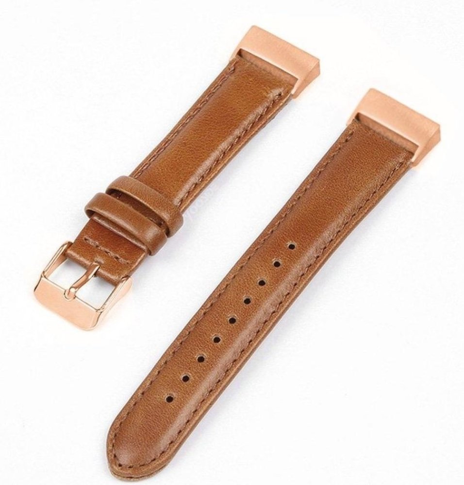 Strap-it Strap-it Bracelet cuir Fitbit Charge 3 avec boucle rose (marron) Strap-it Strap-it Bracelet cuir Fitbit Charge 3 avec boucle rose (marron)