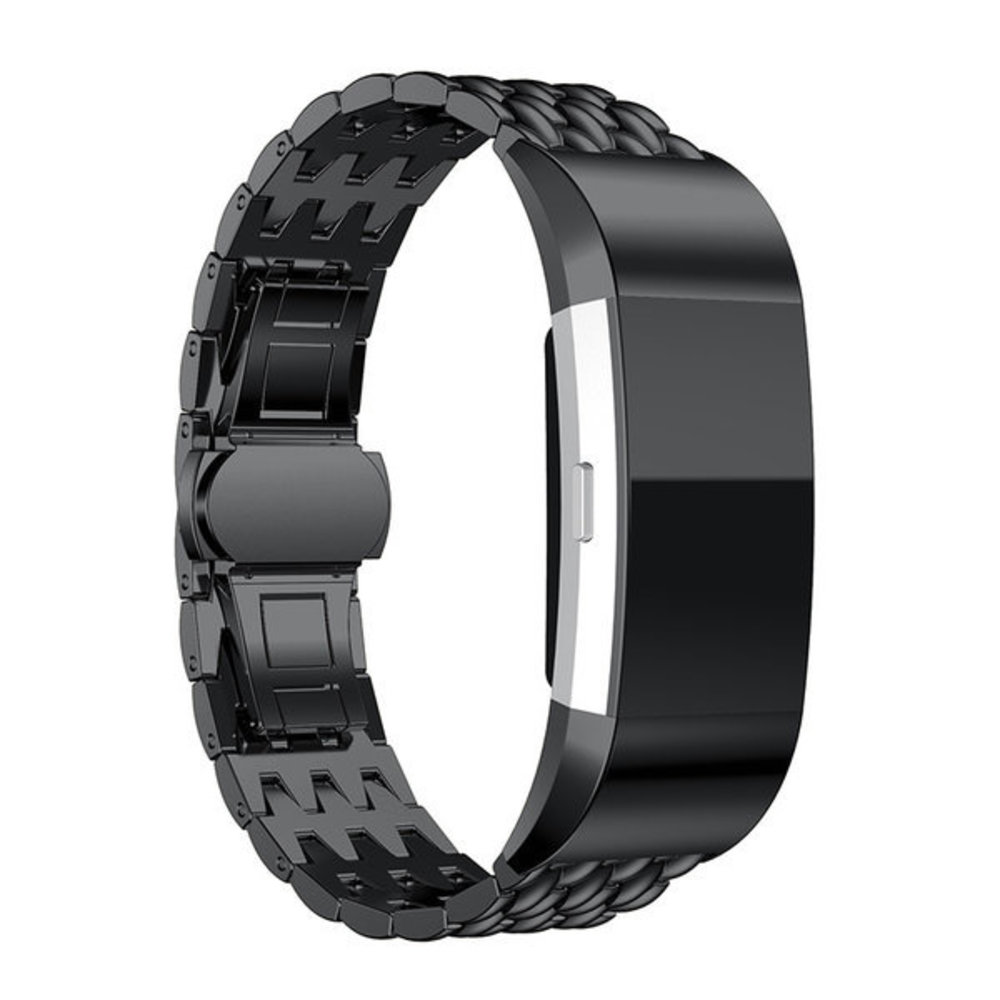 Strap-it Strap-it Bracelet acier dragon Fitbit Charge 2 (noir)