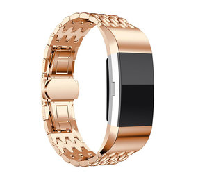 Strap-it Bracelet acier dragon Fitbit Charge 2 (or rose)