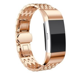 Strap-it Bracelet acier dragon Fitbit Charge 3 (or rose)