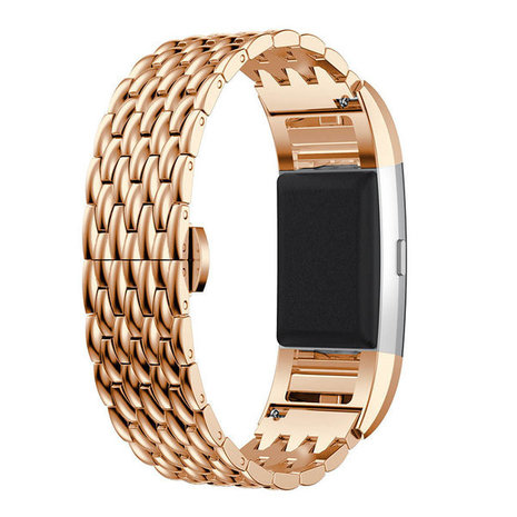 Strap-it Strap-it Bracelet acier dragon Fitbit Charge 3 (or rose)