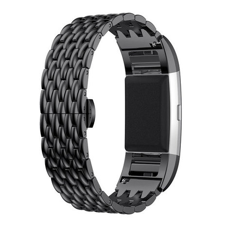 Strap-it Strap-it Bracelet acier dragon Fitbit Charge 4 (noir)