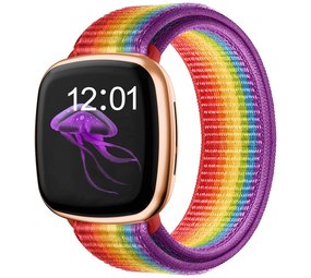 Strap-it Bracelet nylon Fitbit Versa 3 (arc-en-ciel)