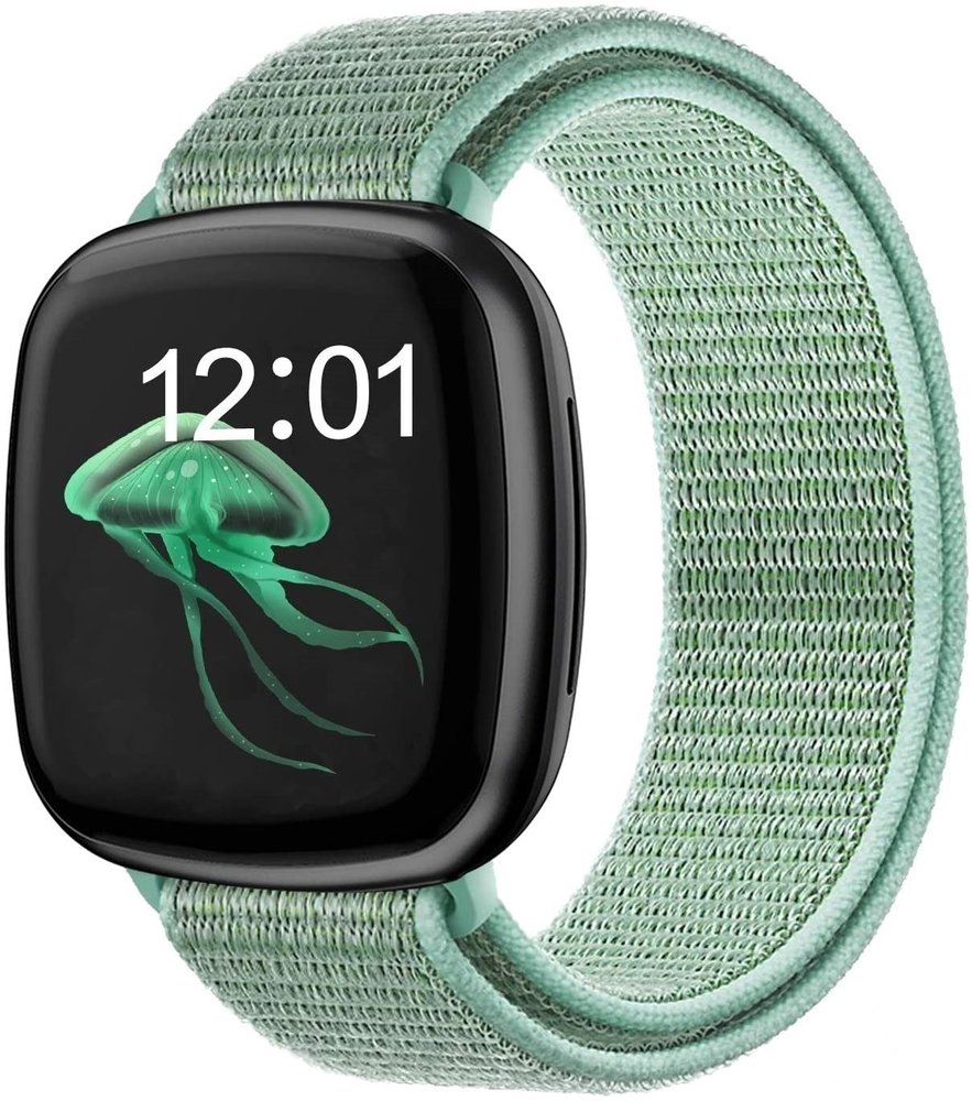 Strap-it Strap-it Bracelet nylon Fitbit Versa 3 (vert menthe)