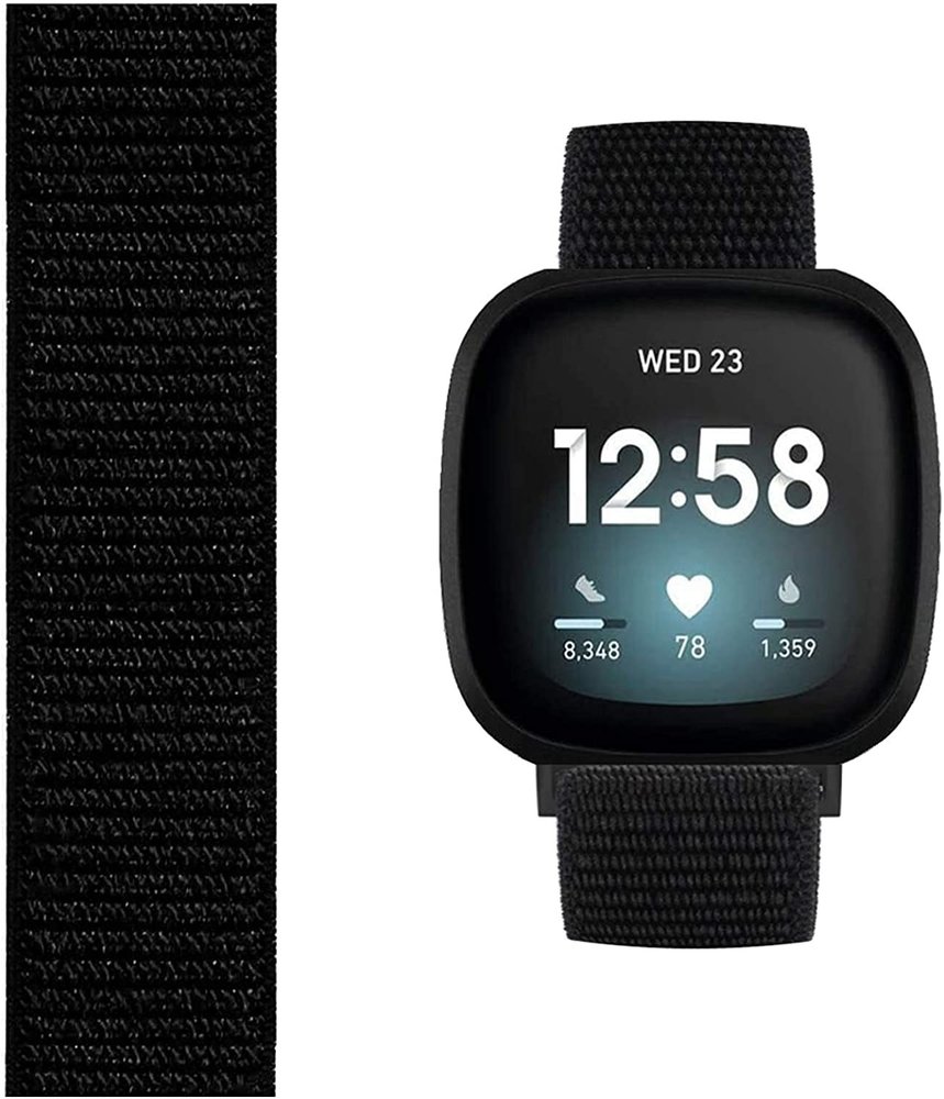 Strap-it Strap-it Bracelet nylon Fitbit Versa 3 (noir)
