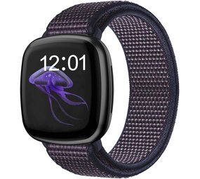 Strap-it Bracelet nylon Fitbit Sense (bleu et violet)