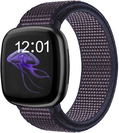 Strap-it Strap-it Bracelet nylon Fitbit Sense (bleu et violet)