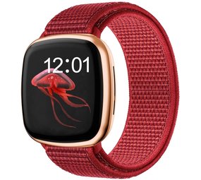 Strap-it Bracelet nylon Fitbit Sense (rouge)