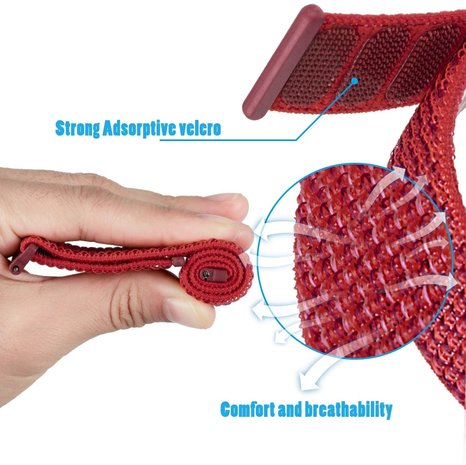 Strap-it Strap-it Bracelet nylon Fitbit Sense (rouge)
