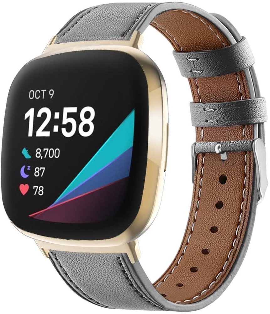 Strap-it Strap-it Bracelet cuirFitbit Versa 3 (gris)