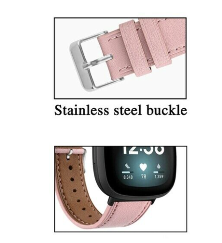Strap-it Strap-it Bracelet cuirFitbit Versa 3 (rose)
