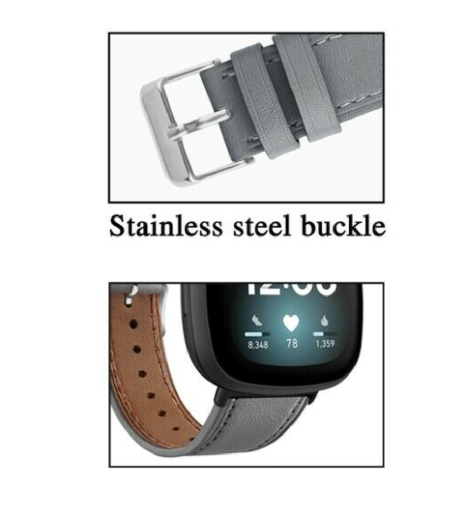 Strap-it Strap-it Bracelet cuir Fitbit Sense (gris)