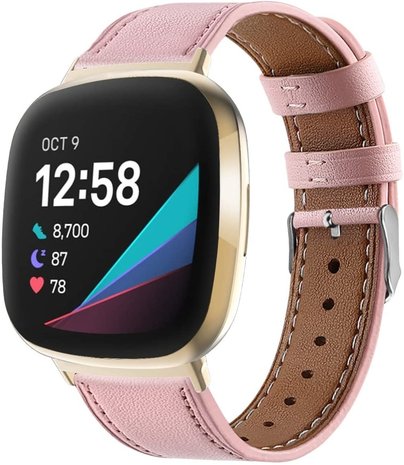 Strap-it Strap-it Bracelet cuir Fitbit Sense (rose)
