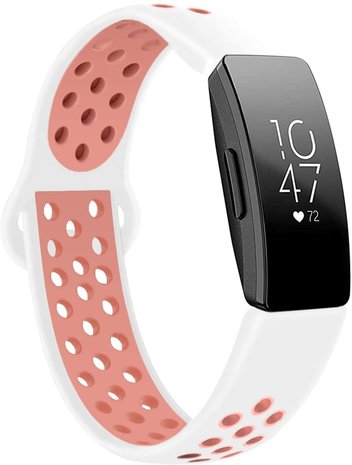 Strap-it Strap-it Bracelet sport Fitbit Inspire (blanc/rose) Strap-it Strap-it Bracelet sport Fitbit Inspire (blanc/rose)