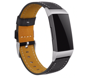 Strap-it Bracelet cuir Fitbit Charge 3 (noir élégant)