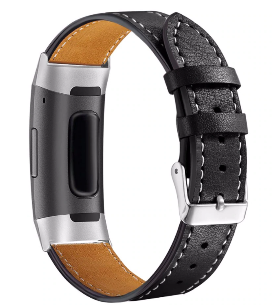 Strap-it Strap-it Bracelet cuir Fitbit Charge 3 (noir élégant)