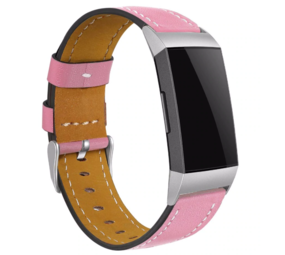 Strap-it Bracelet cuir Fitbit Charge 3 (rose)