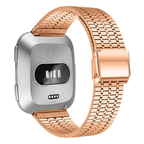 Strap-it Strap-it Bracelet acier inoxydable Fitbit Versa (or rose)