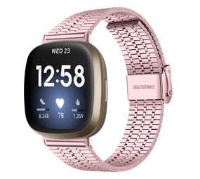 Strap-it Bracelet acier inoxydable Fitbit Versa 3 (rose)