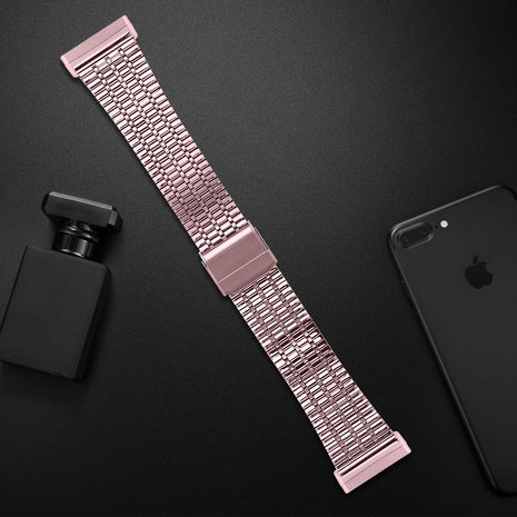 Strap-it Strap-it Bracelet acier inoxydable Fitbit Versa 3 (rose)