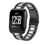 Strap-it Bracelet acier Fitbit Versa (argent/noir)