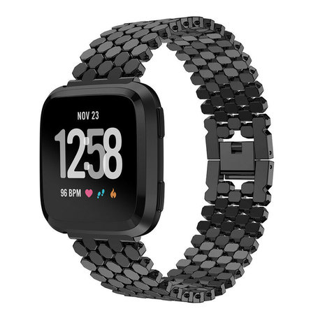 Strap-it Strap-it Bracelet acier poisson Fitbit Versa (noir)