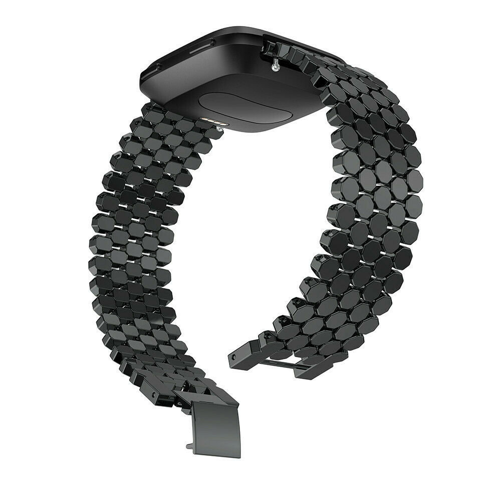 Strap-it Strap-it Bracelet acier poisson Fitbit Versa (noir)