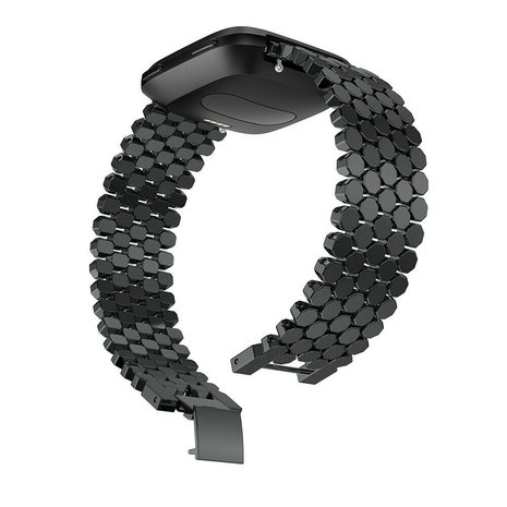 Strap-it Strap-it Bracelet acier poisson Fitbit Versa (noir)