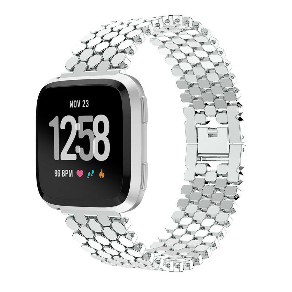 Strap-it Strap-it Bracelet acier poisson Fitbit Versa (argent)