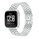 Strap-it Bracelet acier poisson Fitbit Versa (argent)