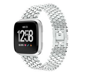 Strap-it Bracelet acier poisson Fitbit Versa (argent)