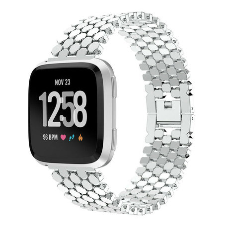 Strap-it Strap-it Bracelet acier poisson Fitbit Versa (argent)