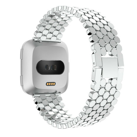 Strap-it Strap-it Bracelet acier poisson Fitbit Versa (argent)