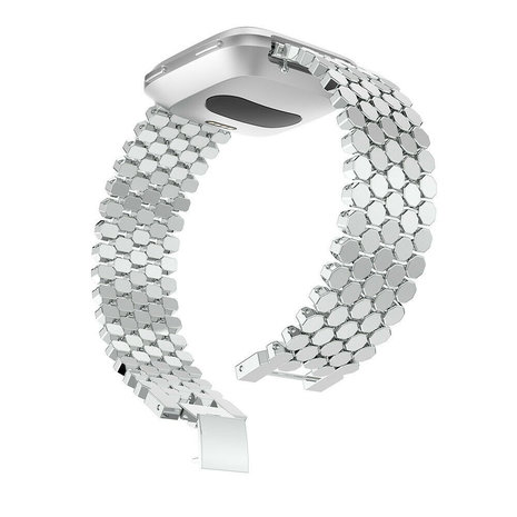 Strap-it Strap-it Bracelet acier poisson Fitbit Versa (argent)