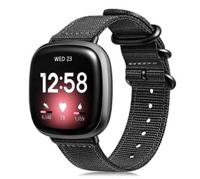 Strap-it Bracelet nylon boucle Fitbit Sense (noir)