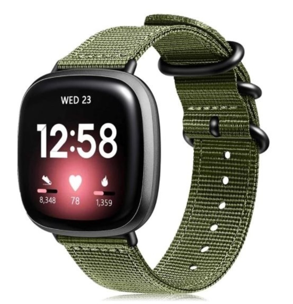 Strap-it Strap-it Bracelet nylon boucle Fitbit Sense (vert)