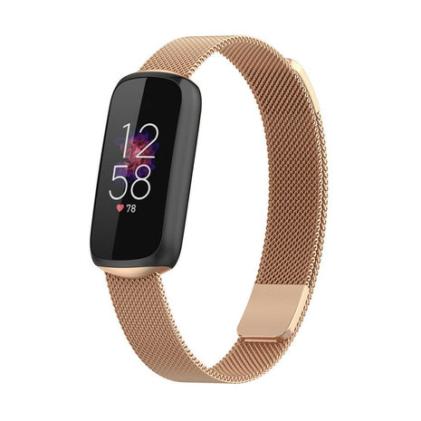 Strap-it Strap-it Bracelet Milanais Fitbit Luxe (or rose)