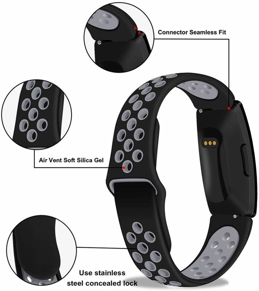 Strap-it Strap-it Bracelet Sport Fitbit Inspire (noir/gris) Strap-it Strap-it Bracelet Sport Fitbit Inspire (noir/gris)