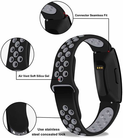 Strap-it Strap-it Bracelet Sport Fitbit Inspire (noir/gris) Strap-it Strap-it Bracelet Sport Fitbit Inspire (noir/gris)