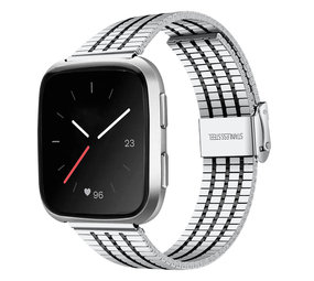 Strap-it Bracelet acier inoxydable Fitbit Versa (argent/noir) 