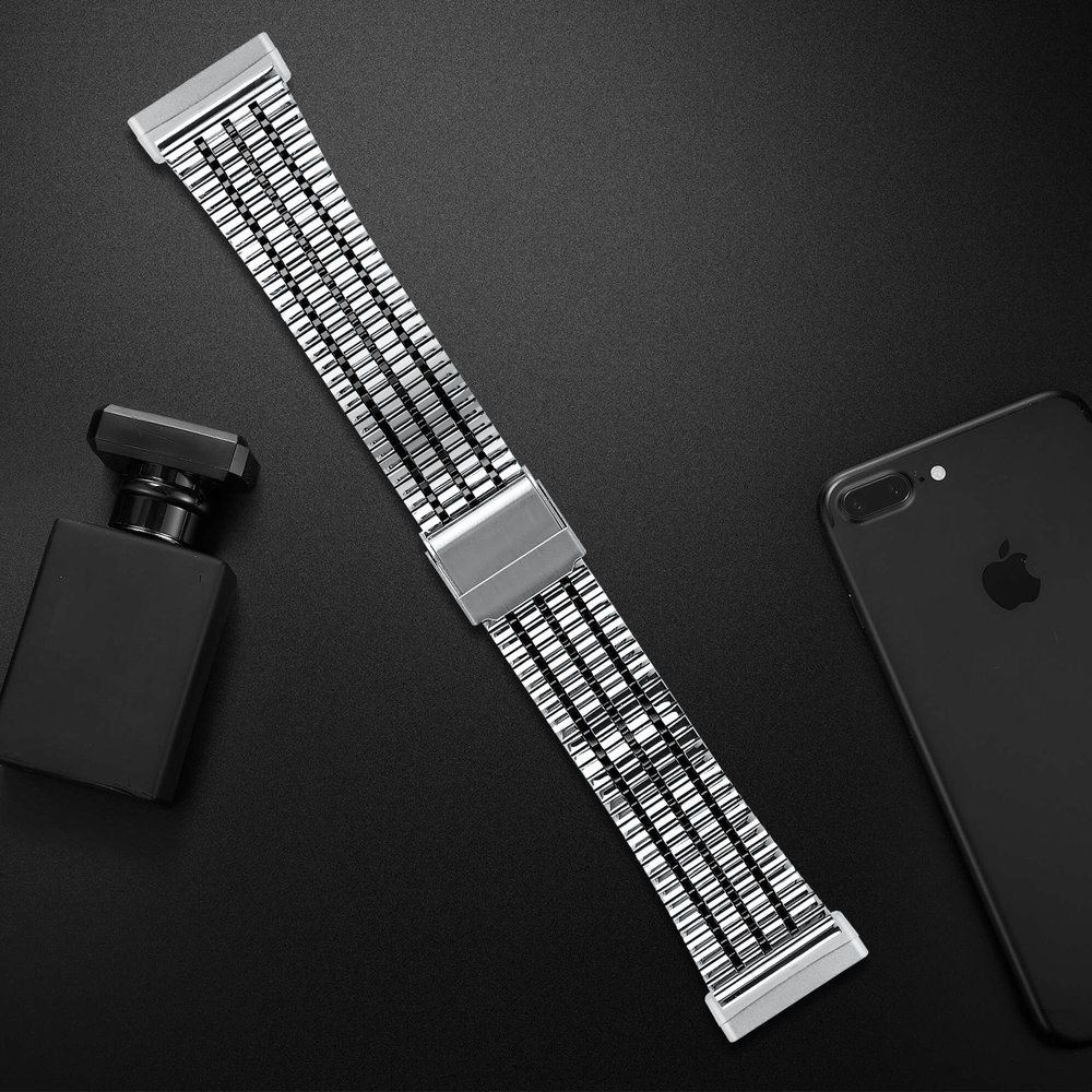 Strap-it Strap-it Bracelet acier inoxydable Fitbit Versa 3 (argent/noir)