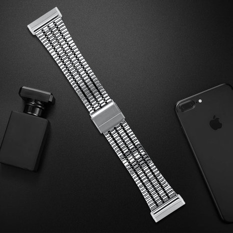 Strap-it Strap-it Bracelet acier inoxydable Fitbit Versa 3 (argent/noir)