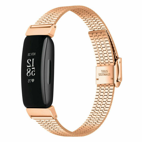 Strap-it Strap-it Bracelet acier inoxydable Fitbit Inspire (or rose)